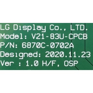 T-CON PARA TV SONY / NUMERO DE PARTE 6871L-6720A / 6870C-0702A / 6720A / PANEL LE830AQB (AP)(B1) / MODELO XR-83A90J / XR83A90J